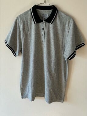 Port Authority Light Gray Polo with Black Trim Size Large Brand New